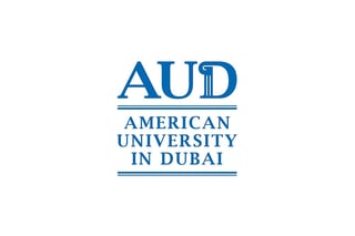 American University in Dubai logo with AUD acronym in blue text